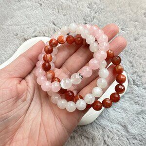 New Set of 3 Natural Semi-Precious Stones Bracelets